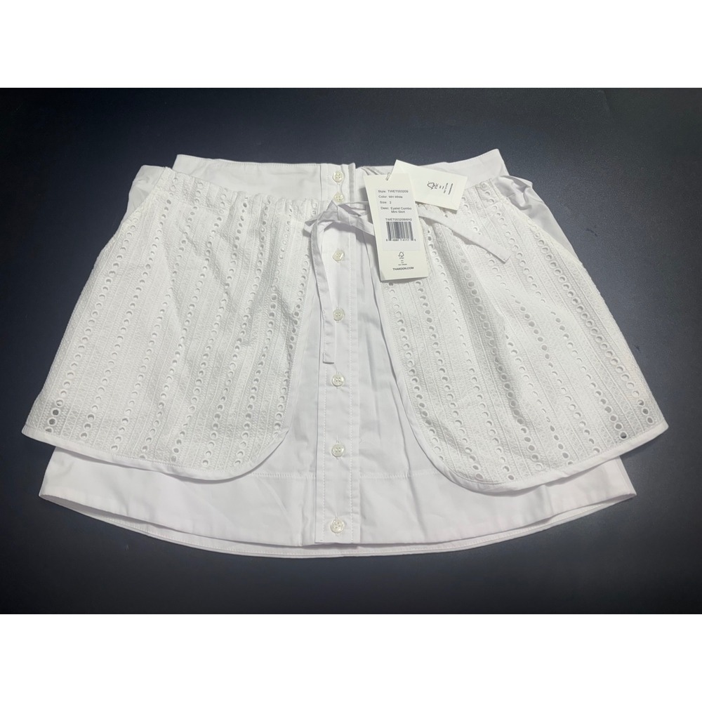 Thakoon NEW Eyelet Combo Mini Skirt White Size‎ 2